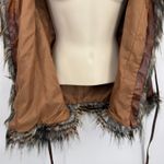 Powder River Outfitters Vest Womens XL Brown Faux Leather/Fur Belted Photo 10