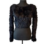 Forever 21 Size Small Black Faux Fur Cropped Sweater Cozy Plush Top + Free Scarf Photo 3