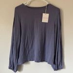 Garnet Hill NWT Pintuck Puff-Sleeve Knit Top Blouse Shirt Lavender Small Photo 1