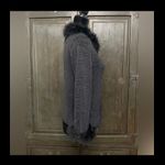 iMY Vintage Black cardigan sweater w/fur on collar & cuffs - size small Photo 1