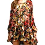 JODIFL Long Sleeve Boho Style, Hi Lo Multi Color Floral Tunic/Mini Dress Size M Photo 8