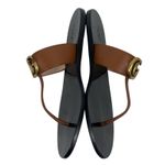 Gucci  Leather Thong Sandals Gold Double G Logo Orange Brown Size 37 Photo 3