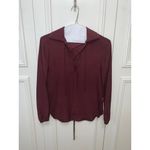 Frame  Women's Lace-Up Silk Blouse‎ Red Collared Long Sleeve XS Photo 1