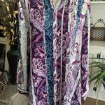 Chico's Teal and Purple Paisley Print Shirt Photo 0