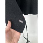 Fisherman Out Of Ireland Wrap Tie Wool Sweater Open Front Eyelet Womens Large Black Photo 5