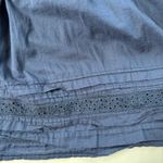 Navy Blue 100% Cotton Knee Length Skirt Eyelet Cottage Core Boho Elastic Waist M Size M Photo 4