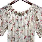 Hemant & Nandita Off the Shoulder Romper Floral Ivory Women's Size XS Pink Photo 5