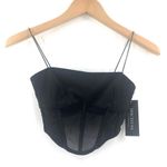 PRICELESS Bustier Size Small Can’t Resist Black NWT Boning Sexy Sheer Mesh Crop Photo 2