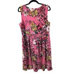 Gilli Dress A Line Pleated Sleeveless Stretch Floral Pink L? Size L Photo 1