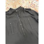 EXPRESS Military Style Black Long Sleeve Popover Career Blouse Shirt Size XS Photo 2
