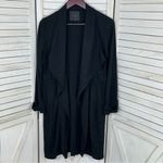 Elodie  Waterfall Linen Blend Cardigan Topper Jacket Black XS Open‎ Photo 13