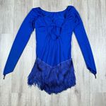 Latin Ballroom Rhythm Fringe Competition Dress XS Blue Photo 3