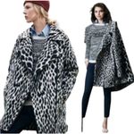 Banana Republic Snow Leopard Print Cocoon Jacket Wool Alpaca Blend Size XS Photo 1