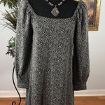 Loft  Small Cozy Square Neck Shift Dress Black White Pullover Stretch Long Sleeve Photo 0