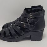 Refresh  Black Gladiator Fisherman Caged Platform Block Heel Sandals Size 8.5 Photo 0