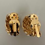 Anthropologie Vintage Basketweave Woven Hoop Clip on Earring in Gold Tone Metal Photo 4