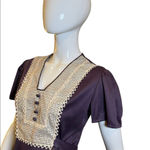 Vintage 1970s Crochet Plaid Short Sleeve Purple Dress Size M Photo 12