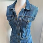Etica Denim Jean Sleeveless Dress Small Button Western Minimalist Eco Casual Blue Photo 2