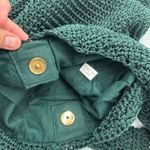 Crochet Knit Shoulder Bag Green Lined Handmade Tote Bag Purse Photo 4
