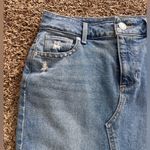 Maurice's Blue Denim Maxi Skirt with center slit and slight distressing - size 2 Photo 2