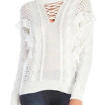 Torn By Ronny Kobo  Ruffle Lace Up Sweater Size S Photo 0