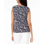 JM Collection Soft Stretchy Navy Jacquard Tank NWT Small Photo 4