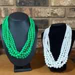 Vintage six strand Green and White beaded necklaces Photo 0