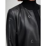 Chico's 3 Women's Black Faux Leather Grommet Detail Collarless Jacket 16 XL NWT Photo 2