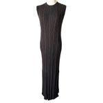 Naadam Striped Ribbed Silk Cashmere Blend Midi Dress Chocolate Brown Size Large Photo 1