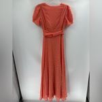 Free People  wanderer Maci dress boho gown coral chiffon metallic gold textured 4 Photo 8