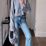Reformation Gray Garrett Cashmere Cropped Sweater L Photo 4