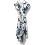 Lulus  French Countryside White Blue Floral Print‎ High-Low Dress Sz M NEW Photo 3