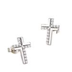 Boutique Diamond Cross Stud Earrings | White Gold Plated Silver Photo 0