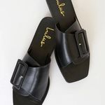Lulus NWT EARLEENA BLACK SLIDE ON SANDALS Photo 1