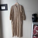 Pietsie Atlin Floral Cotton Long Sleeve Henley Trapeze Shift Midi Dress Size XS White Photo 1