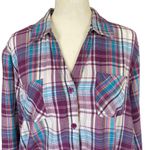 Laura Scott women’s XL purple plaid collared long sleeve button down shirt Photo 3