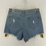 Denim High Waist Jean Shorts Light Wash Yellow Stripe Womans M Blue Size M Photo 5