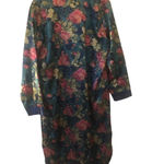 Vintage 90s floral button down satin pajama shirt night gown feminine nightie Blue Size M Photo 5