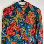 Vtg Dana Cote D'Azeur Silk Blouse Womens Size 40 Blue Floral Button Up France Photo 4