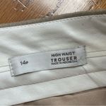 Loft High waisted wide straight leg trousers pants belt loops beige tan Sz 14 P Photo 6