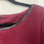 Talbots maroon 2/3 sleeve dress with black faux leather trim size 16P Photo 3