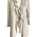 August Silk Khaki Ruffles Cardigan Women's Sweater Size Large | 42-40 Photo 0