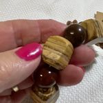 Vintage Karla Jordan real semi precious and amber necklace earrings set. Tan Photo 2