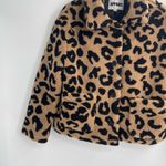APPARIS Animal Print Leopard cheetah Faux Fur Fleece Teddy Jacket size xs Tan Photo 3