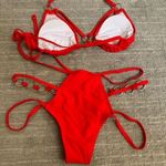 Women's Cherry Red O Ring Strappy Sexy Bikini Set Medium NWOT Photo 1