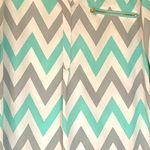 Tacera  Aqua Chevron Tab Sleeve Blouse Size M Photo 4