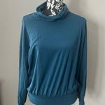 Garnet Hill  Long Sleeve Shirt Top Mockneck blue green medium Photo 3