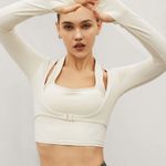 Berlook Beige Halter Long Sleeve Top White Photo 0