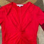 Trina Turk NWOT Los Angeles y2k Vintage Red V Neck Blouse Top Petite / Small Photo 4