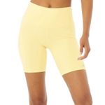 Alo Yoga Airbrush 5” Yellow High Waist Biker Athletic Workout Shorts Small Photo 0